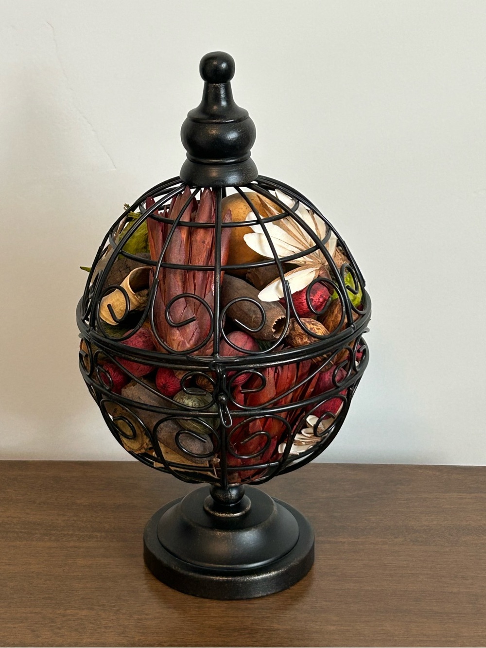 DECORATIVE BLACK WIRE POTPOURRI CAGE TABLE DECOR